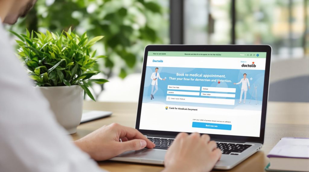 Interface de prise de rendez-vous sur Doctolib, Accès rapide aux professionnels de santé via Doctolib